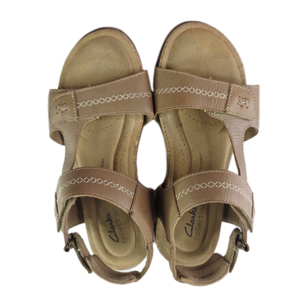Clarks Roseville Mae Light Tan Leather sling-back Sandals Women's 8.5 M - Picture 6 of 8